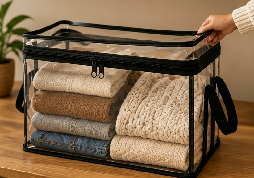 Large capacity transparent storage bag