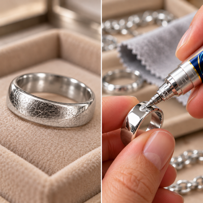 Small scratches on silver jewelry