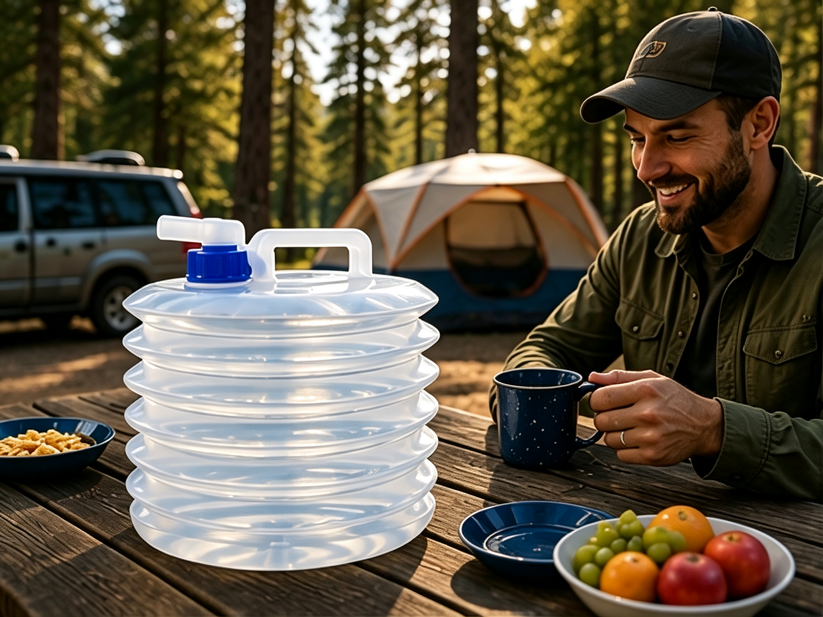 Reusable collapsible outdoor water storage container