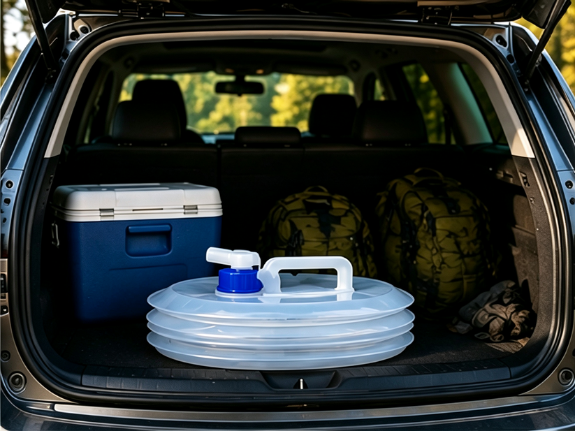 Portable water container with integrated carrying handle