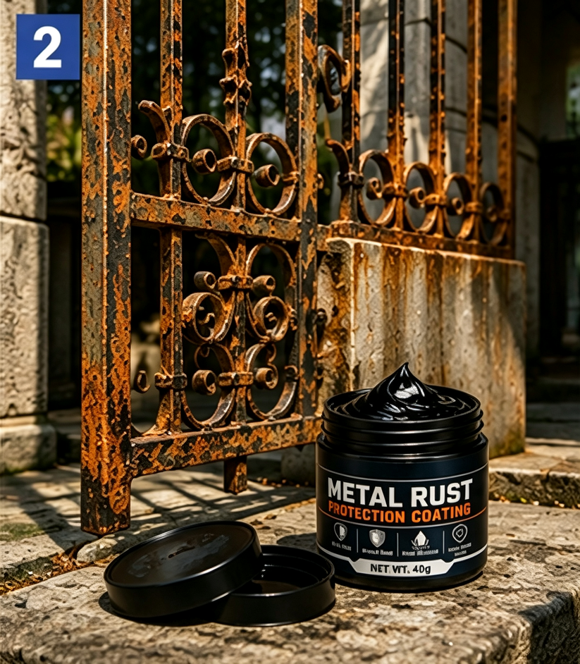 Applying rust protection paste to vertical metal