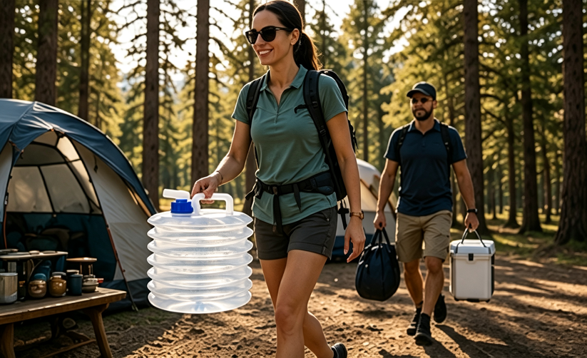 Expandable collapsible water container