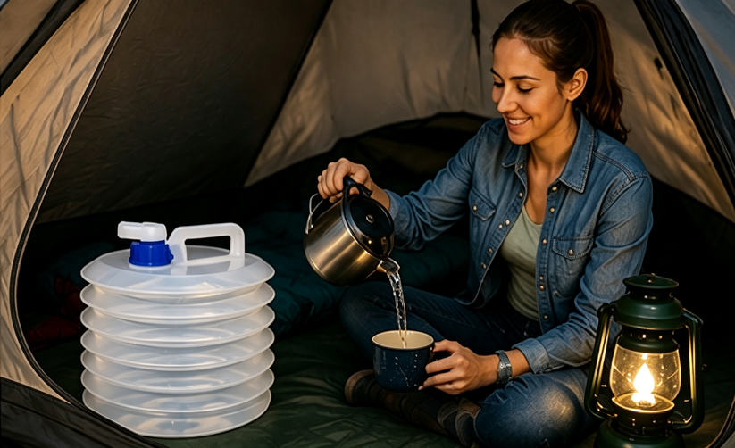 Transparent water container for viewing remaining water level
