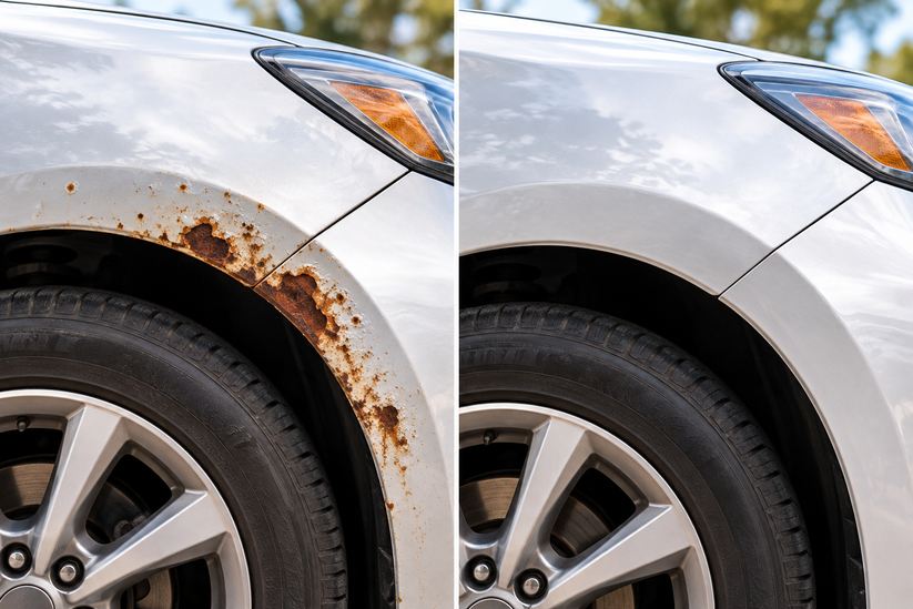 Rust spot repair on car body