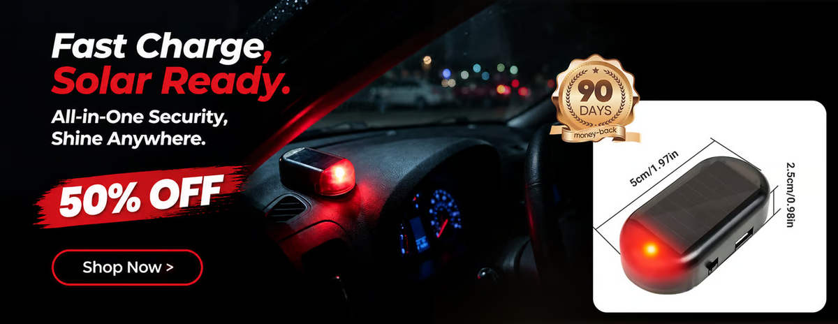 Solar Powered Car Simulated Anti-Theft LED Warning Light