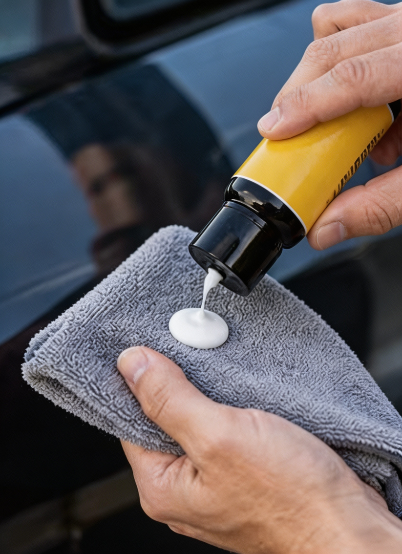 Simple microfiber application of scratch polish
