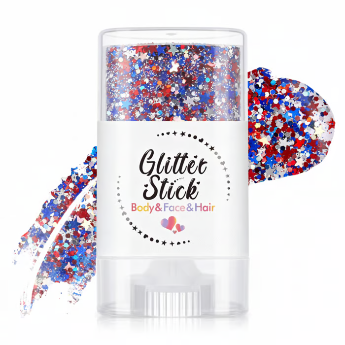 3-in-1 Patriotic Glow😍✨Red, White & Blue Glitter Body Stick.
