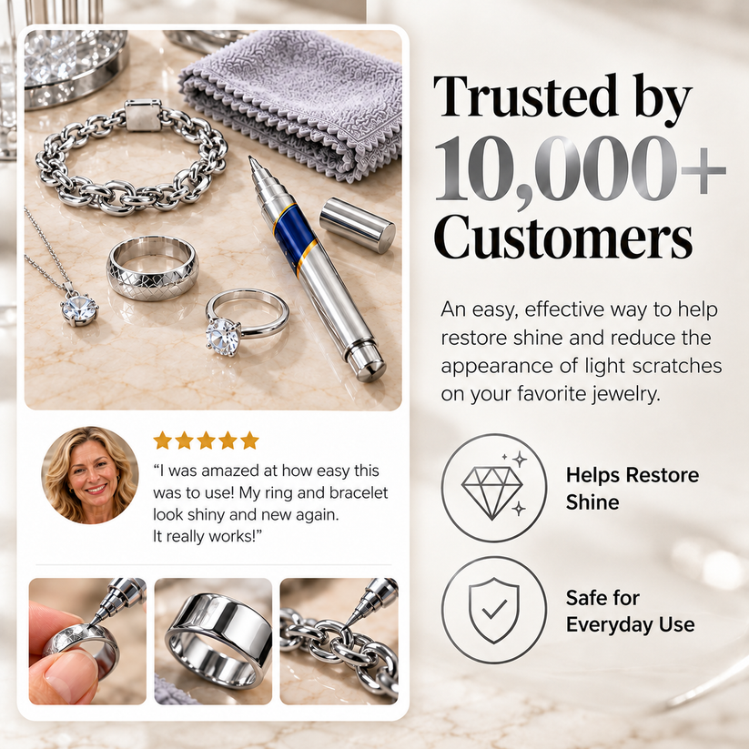Silver jewelry touch-up pen and jewelry care kit