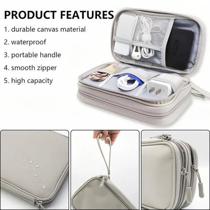 🔥Travel Cable Organizer Pouch, Double Layers All-in-One Storage Bag for Cord