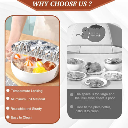 🍲🔥 Home dining table & food container aluminum foil heat-retaining cover.