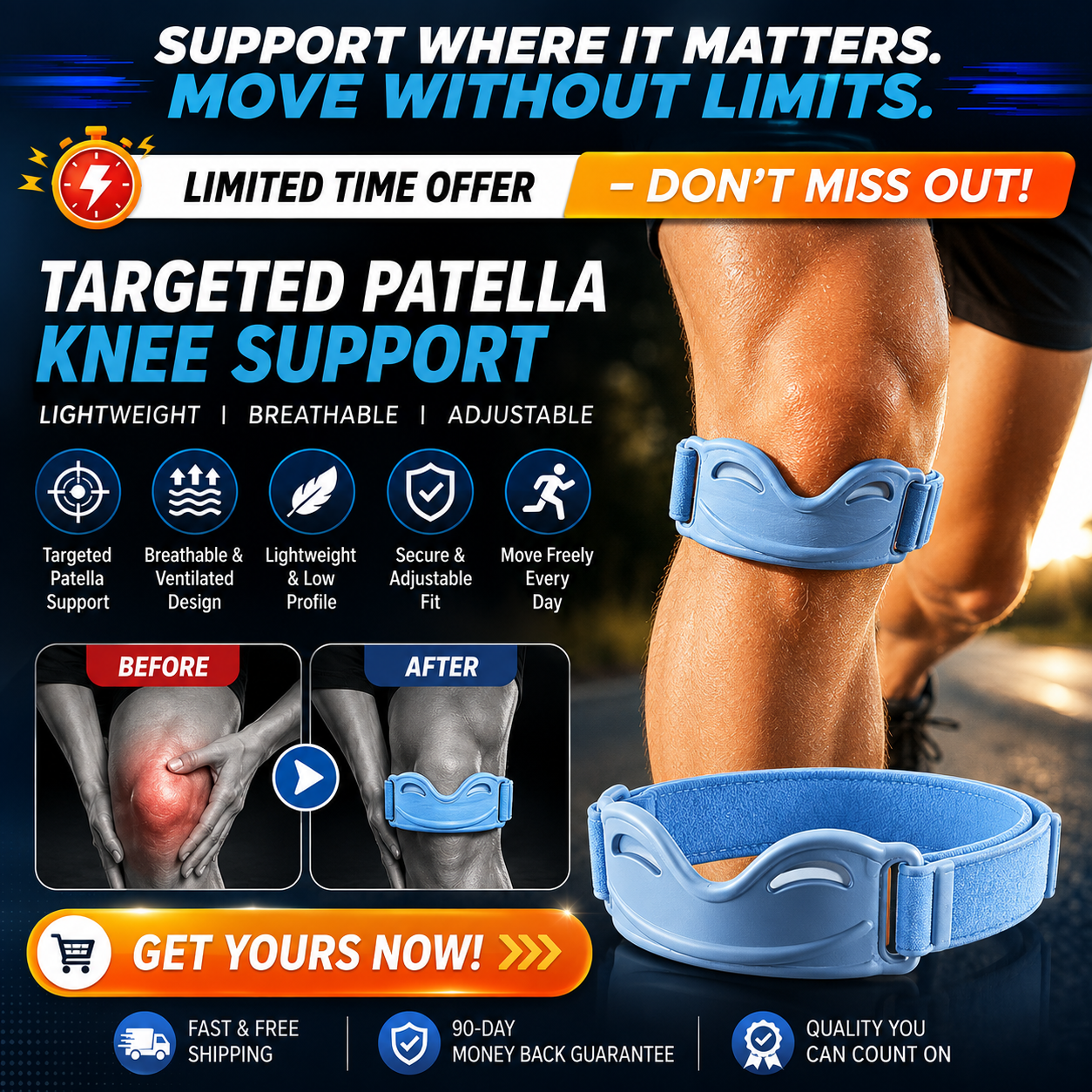 ⏳Limited-time 50% off⏰ - Breathable Shock-Absorbing Patella Brace 🦵🛡