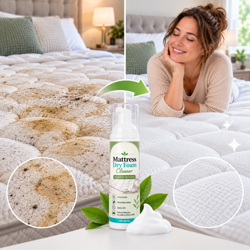 Cleaner looking mattress after targeted dry foam cleaning