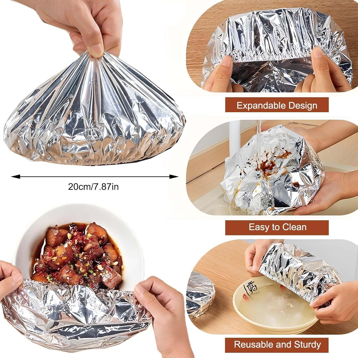 🍲🔥 Home dining table & food container aluminum foil heat-retaining cover.