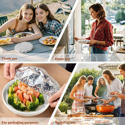 🍲🔥 Home dining table & food container aluminum foil heat-retaining cover.