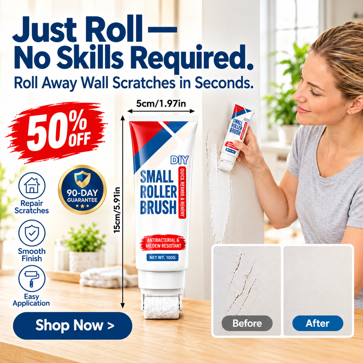 Small Roller Brush Wall Repair Paste