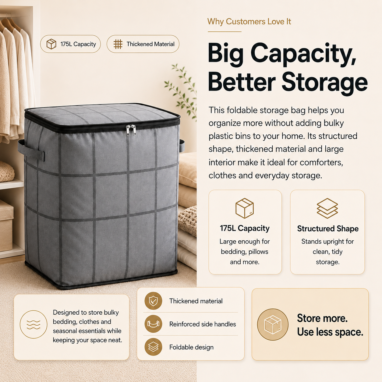 🏷️- XXL Foldable Storage Bag with Reinforced Handles