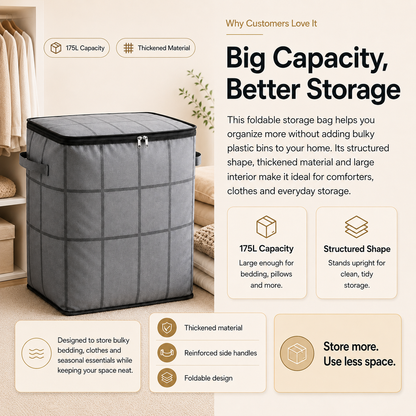 🏷️- XXL Foldable Storage Bag with Reinforced Handles