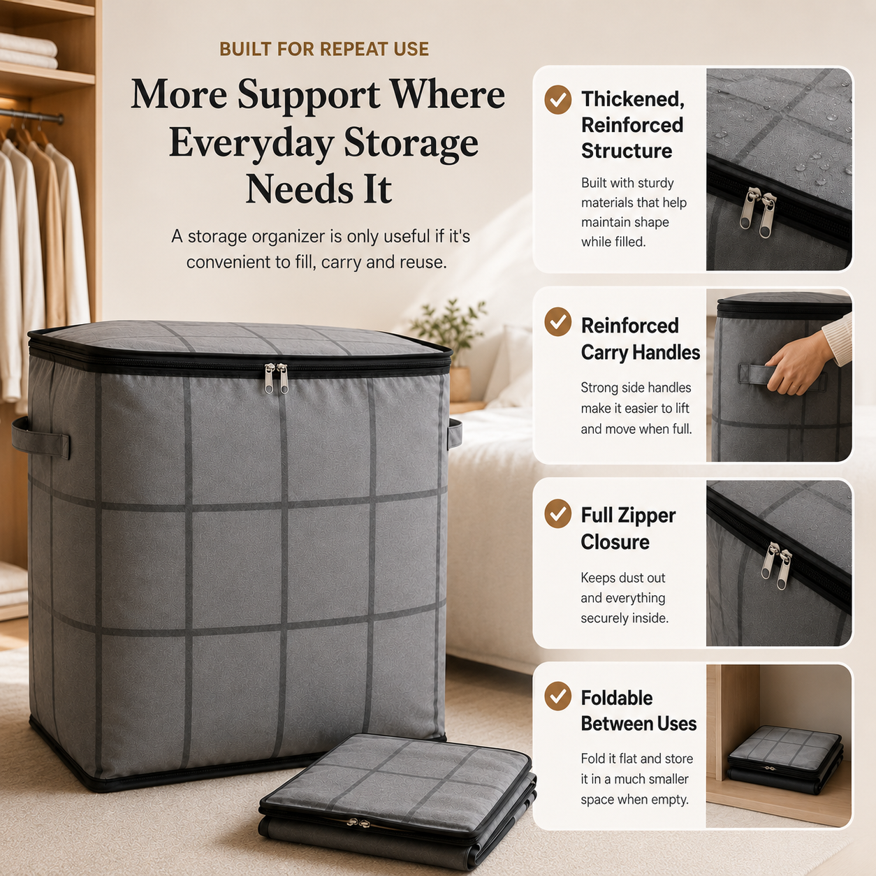 🏷️- XXL Foldable Storage Bag with Reinforced Handles
