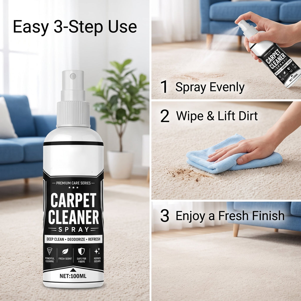✨Deep Cleaning Carpet Cleaner Spray (With Sponge）
