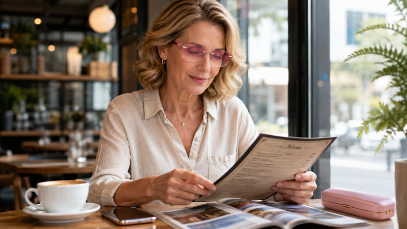 Smart Zoom Diamond-Cut Reading Glasses lifestyle scene