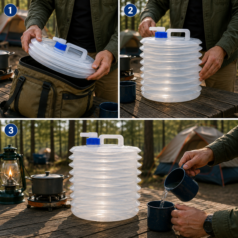 How to use the collapsible water container