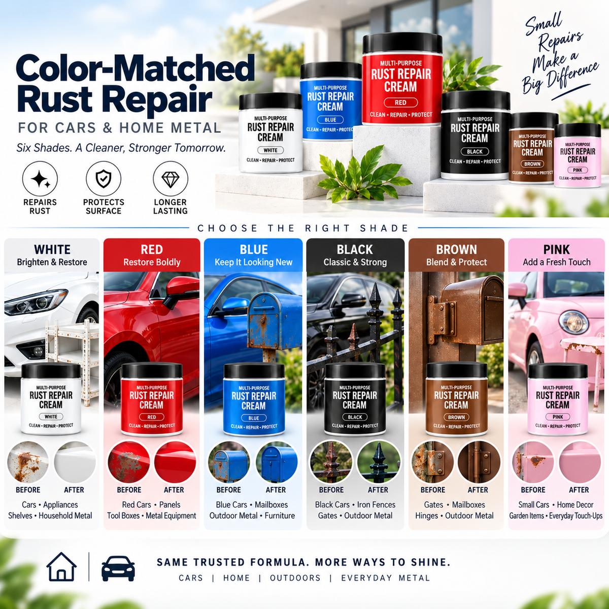 Multi-Purpose Rust Repair Cream for Cars & Household Metal