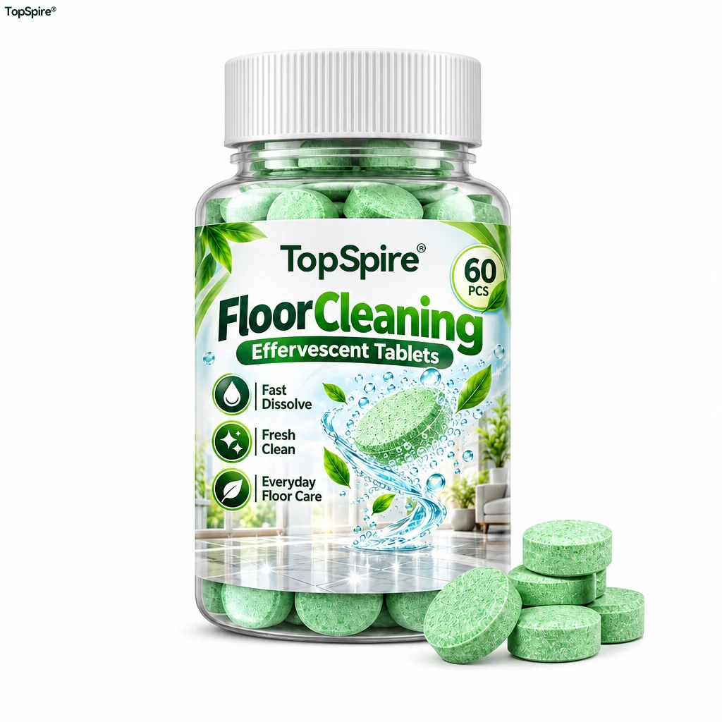 TopSpire® Multi Purpose Floor Cleaning Effervescent Tablets Green Round Household Cleaning Tablets 60 Pieces