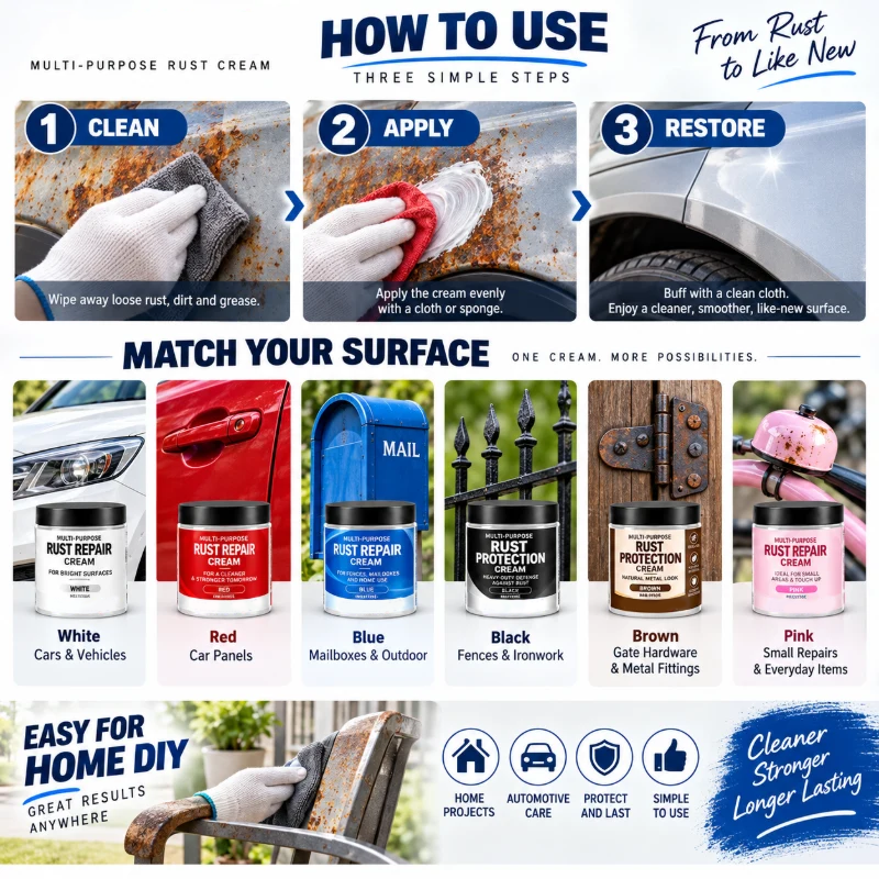 Multi-Purpose Rust Repair Cream for Cars & Household Metal