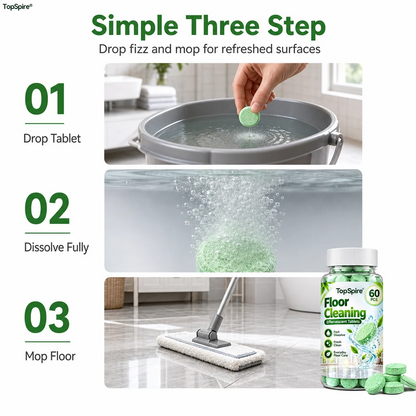 TopSpire® Multi Purpose Floor Cleaning Effervescent Tablets Green Round Household Cleaning Tablets 60 Pieces