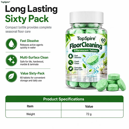 TopSpire® Multi Purpose Floor Cleaning Effervescent Tablets Green Round Household Cleaning Tablets 60 Pieces