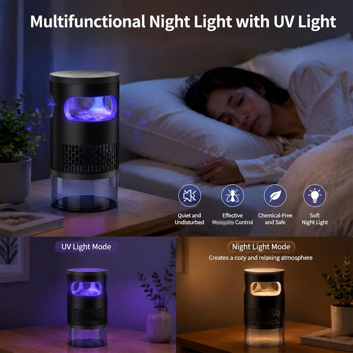 Quiet UV Mosquito Trap -Chemical-Free & Safe for Kids&Pets