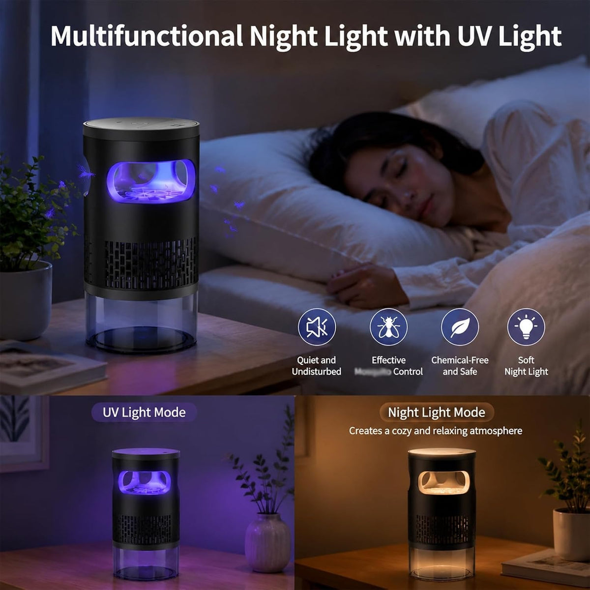 Quiet UV Mosquito Trap -Chemical-Free & Safe for Kids&Pets