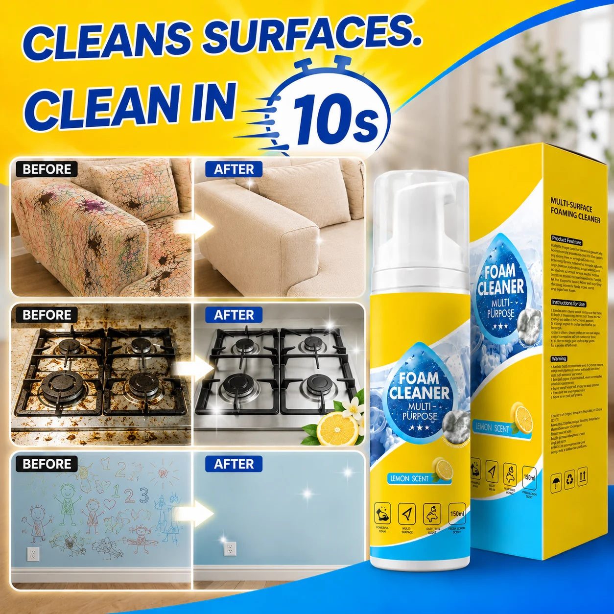 ✨Last Day 50%✨ OFF Foam No-Rinse Cleaner- Spray, Wipe & Done