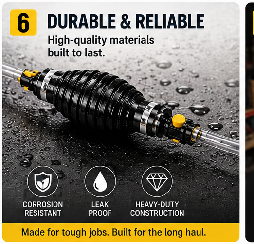 Durable manual siphon pump construction