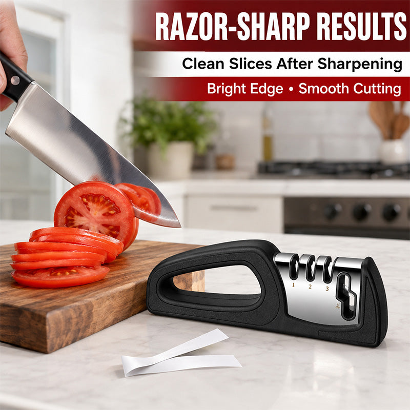 🔪 4-in-1 Kitchen Knife Sharpener with Scissor Slot and Non-Slip Base