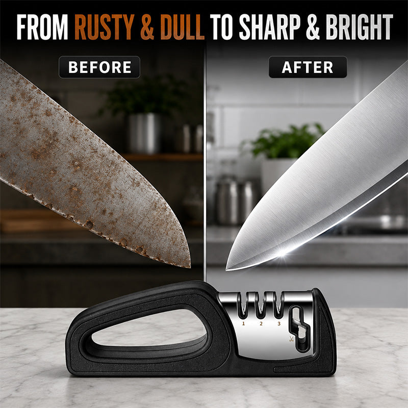 🔪 4-in-1 Kitchen Knife Sharpener with Scissor Slot and Non-Slip Base
