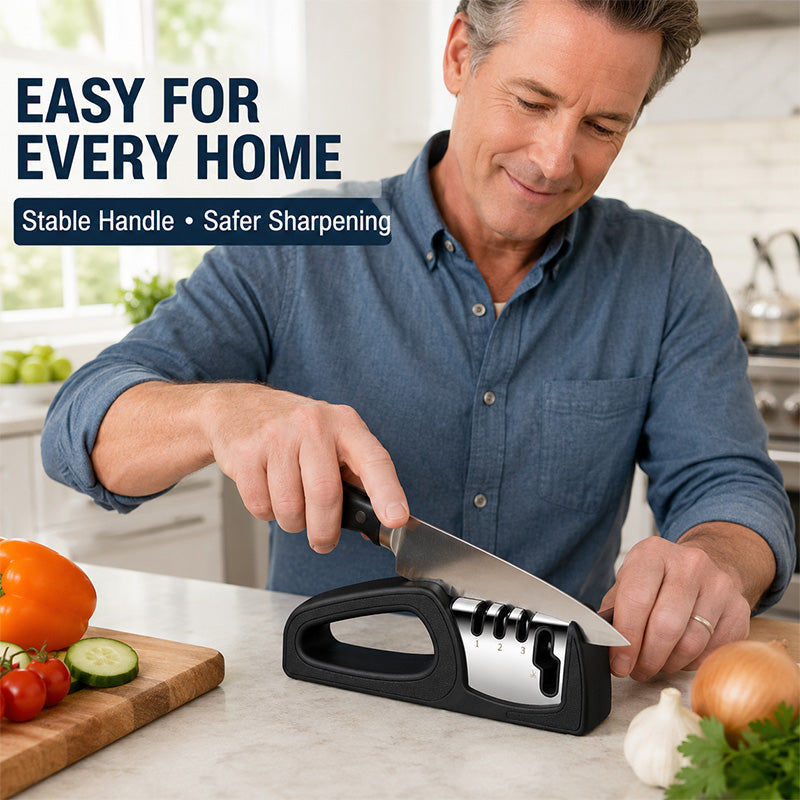 🔪 4-in-1 Kitchen Knife Sharpener with Scissor Slot and Non-Slip Base
