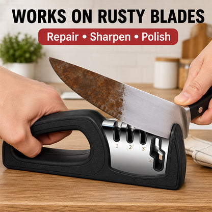 🔪 4-in-1 Kitchen Knife Sharpener with Scissor Slot and Non-Slip Base