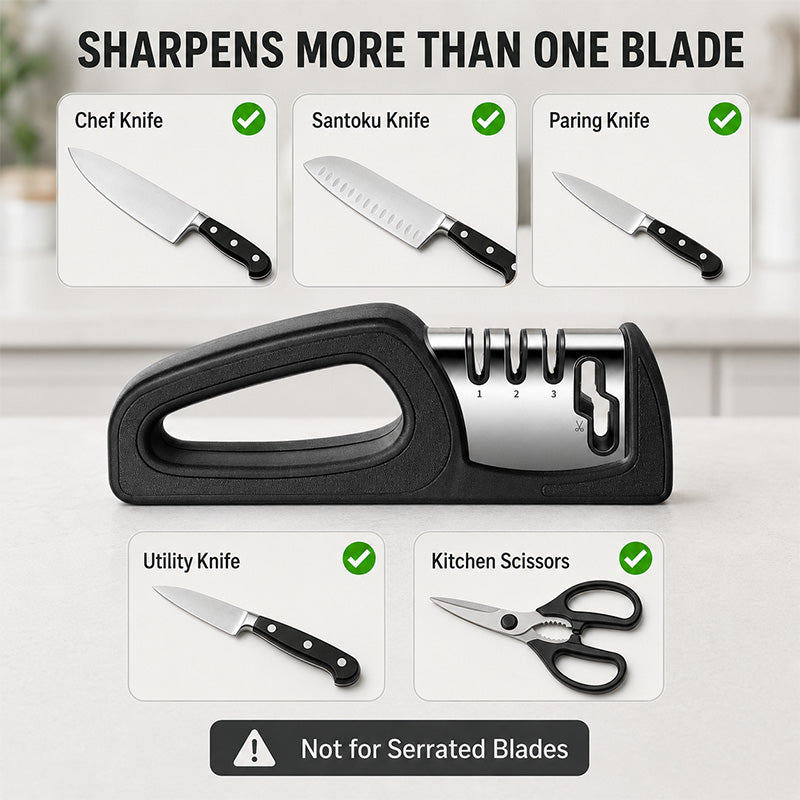 🔪 4-in-1 Kitchen Knife Sharpener with Scissor Slot and Non-Slip Base