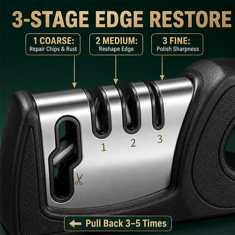 🔪 4-in-1 Kitchen Knife Sharpener with Scissor Slot and Non-Slip Base