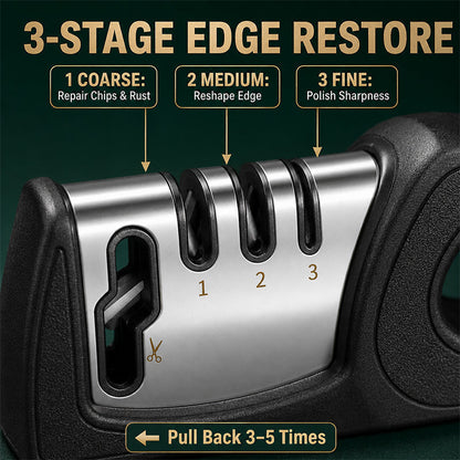 🔪 4-in-1 Kitchen Knife Sharpener with Scissor Slot and Non-Slip Base